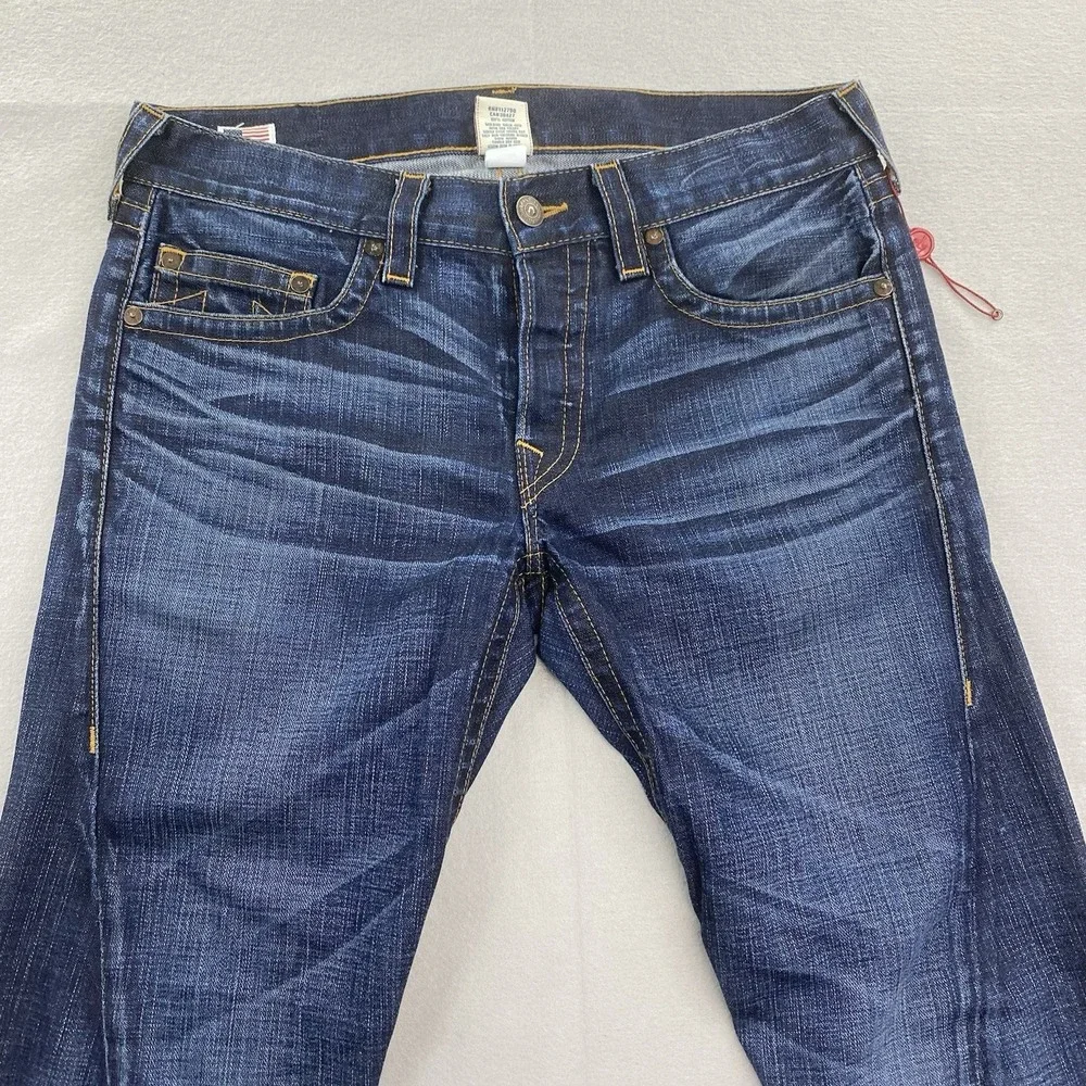 True Religion Jeans Mens 34 Blue Geno Torque Twisted Slim Saratoga Wash USA